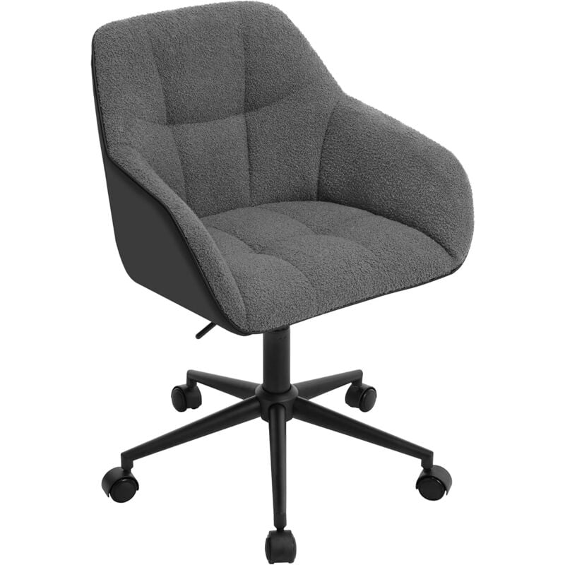 Woltu - Chaise Bureau Chaise Coiffeuse en pu + Bouclette, Fauteuil de Bureau Ergonomique pivotant à 360°, Gris foncé+Noir