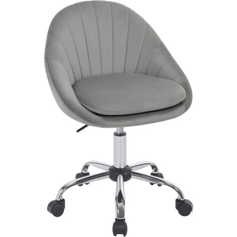 Chaise Bureau WOLTU, Chaise Coiffeuse en Velours, Chaise Pivotante Réglable en Hauteur, Gris Clair