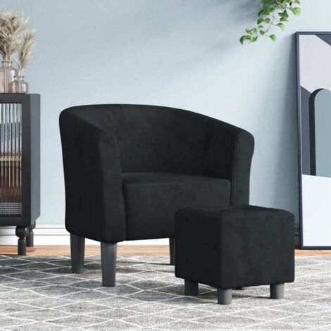 Chaise cabriolet avec repose-pied noir velours vidaXL
