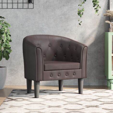 Chaise cabriolet, Chaise salon confortable, Fauteuil de Relaxation marron similicuir WRG468261 DESIGN IN