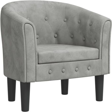 Chaise cabriolet gris clair velours