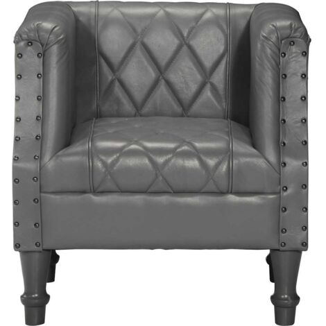 Chaise cabriolet Gris Cuir véritable de chèvre