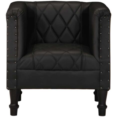 Chaise cabriolet Noir Cuir véritable de chèvre