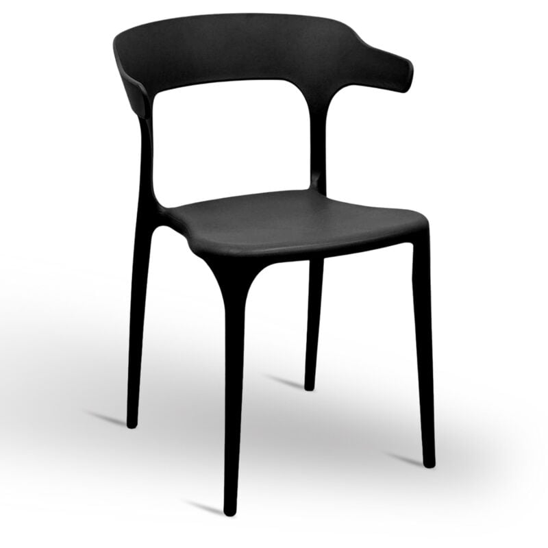 Okaffarefatto - Chaise California en plastique noir empilable modèle confort