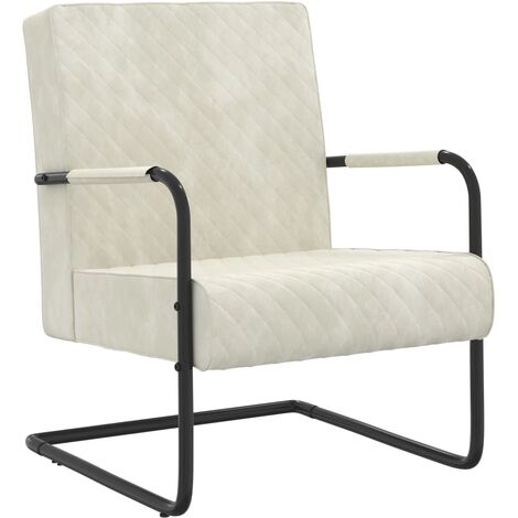 Chaise cantilever Blanc crème Velours