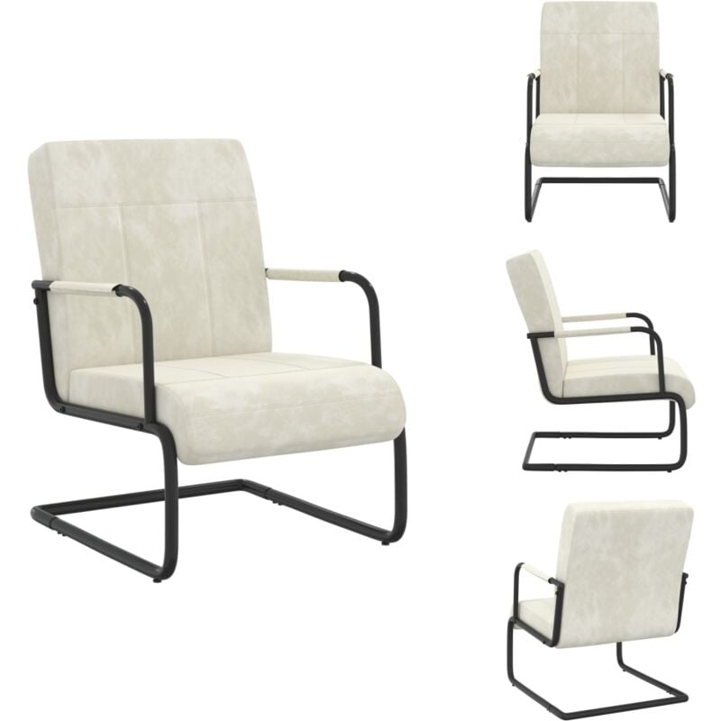 Vidaxl - Chaise cantilever Blanc crème Velours - Chaises Cantilever - Chaise Industrielle - Chaise Moderne - Fauteuil Blanc - Mobilier Contemporain