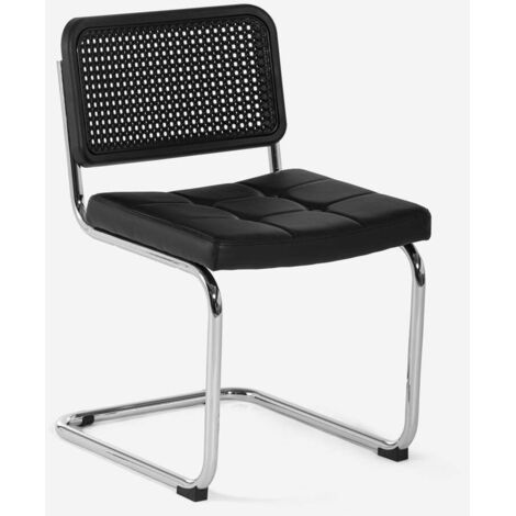 Lot De 4 Chaises Cantilever Design Noir, Simili Rembourré – Eris-car