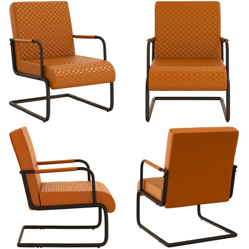 Vidaxl - Chaise cantilever Marron Similicuir - Chaise Cantilever - Chaise Industrielle - Chaise En Cuir Synthétique - Fauteuil Moderne - Mobilier