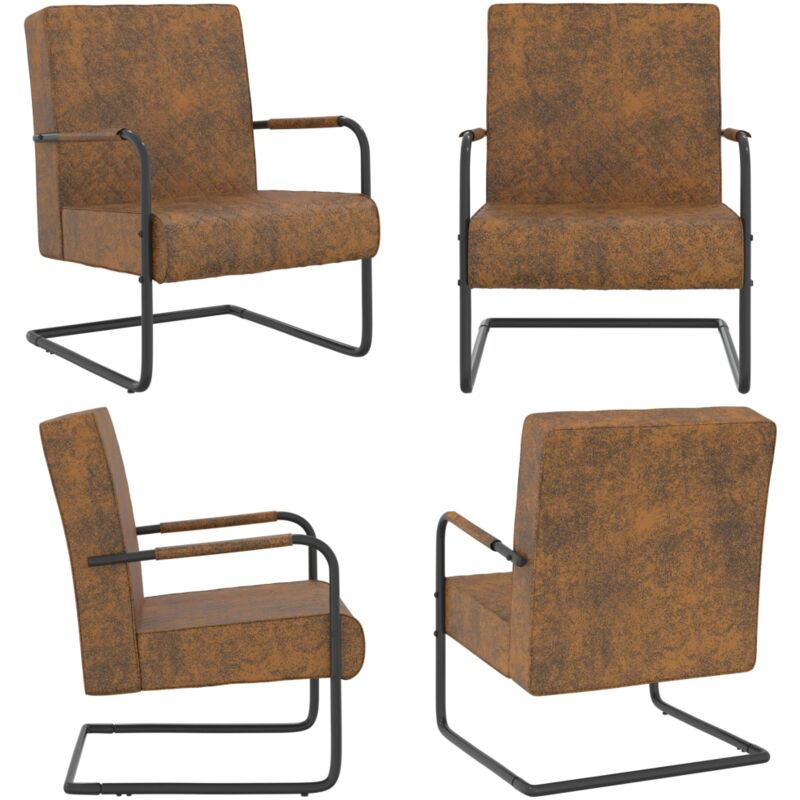 Vidaxl - Chaise cantilever Marron Tissu - Fauteuil Design - Chaise Moderne - Chaise Salle à Manger - Chaise Bureau - Chaise Confortables - Home &