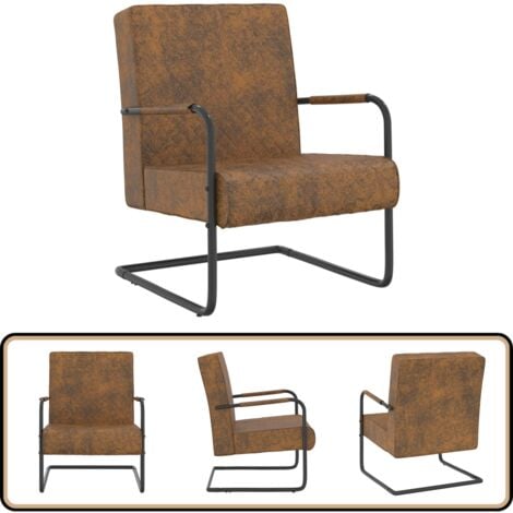 Chaise cantilever Marron Tissu - Fauteuil Design - Chaise Moderne - Chaise Salle À Manger - Chaise Bureau - Chaise Confortables