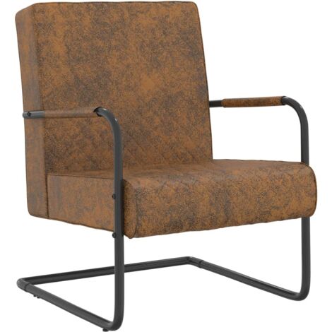 Chaise cantilever Marron Tissu vidaXL - Brun