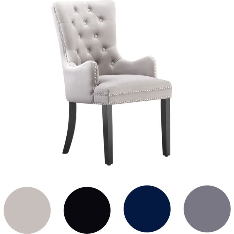 Life Interiors - Chaise de salle à manger Windsor lux en velours avec accoudoirs pour cuisine et salle à manger - Gris clair