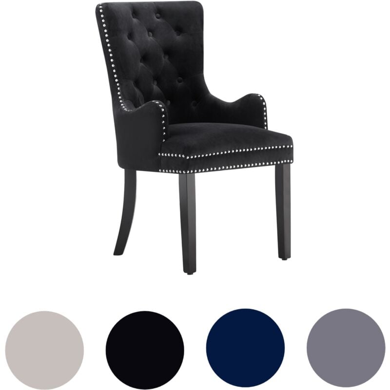 Life Interiors - Chaise de salle à manger Windsor lux en velours avec accoudoirs pour cuisine et salle à manger - Noir