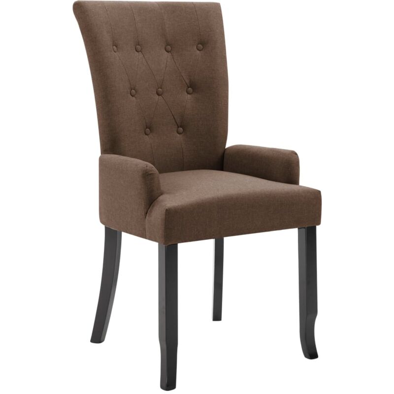 Chaise de salle à manger avec accoudoirs Marron Tissu vidaXL