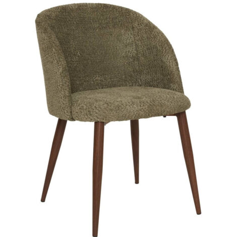 Chaise Céleste bouclette kaki pieds métal effet noyer Atmosphera