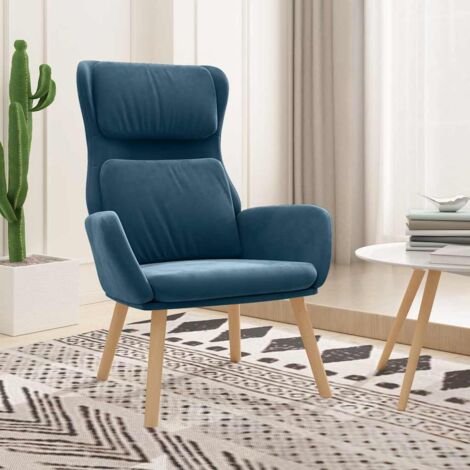 Chaise Chaise de relaxation Bleu Velours Chaise de salon 80912