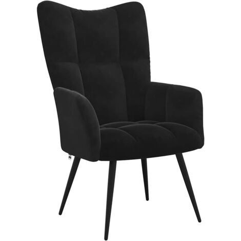 Chaise Chaise de relaxation Noir Velours Chaise de salon 57114