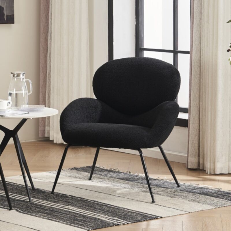 Eifson - Chaise, chaise longue moderne, avec accoudoirs, pieds en métal, Velours peluche, adaptée au salon et à la chambre, chaise de maquillage