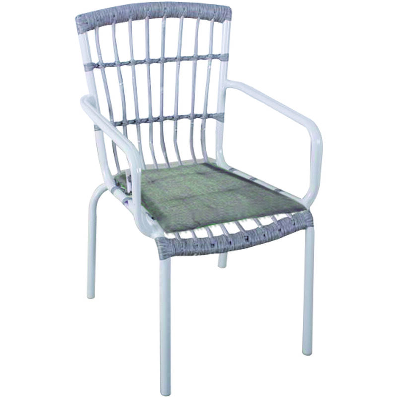 Chaise champagne outdoor en aluminium et rotin