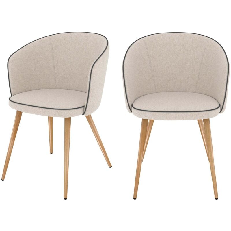 Lot de 2 chaises en tissu beige - chiara