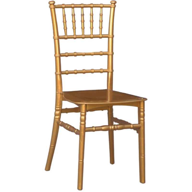 Okaffarefatto - Sedia chiavarina in plastica colore giallo ottone modello rinforzato