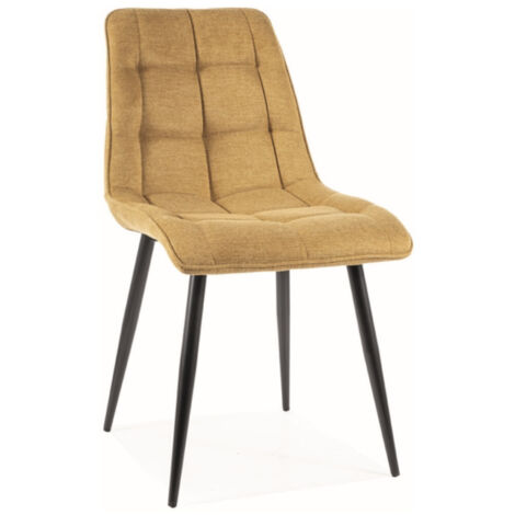 Chaise chic en velours - L 51 x P 44 x H 89 cm - Jaune - Livraison gratuite