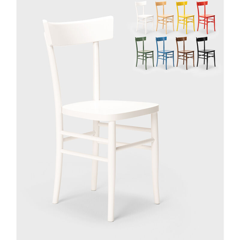Chaise en bois rustique pour salle à manger cuisine bar restaurant Milano Couleur: Blanc