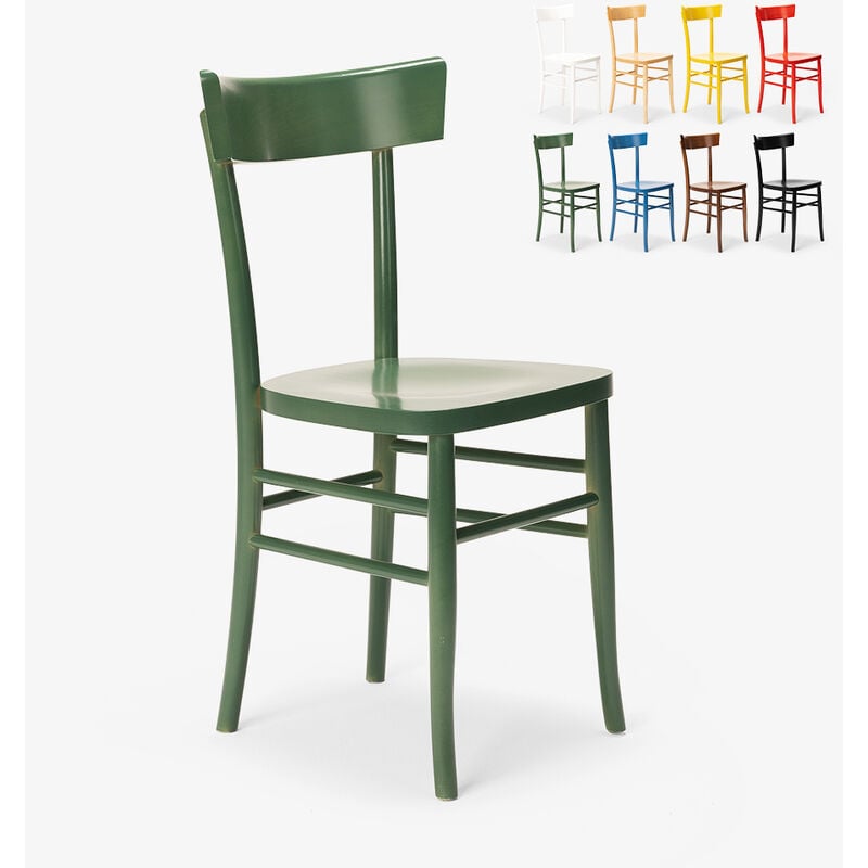 Chaise en bois rustique pour salle à manger cuisine bar restaurant Milano Couleur: Vert foncé