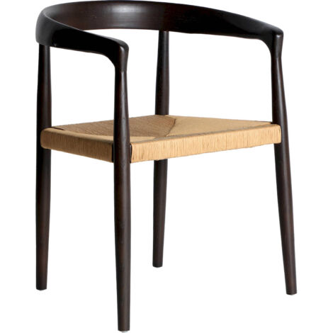 Chaise classique en orme wenge et corde naturelle tressée - Wenge et corde naturelle claire