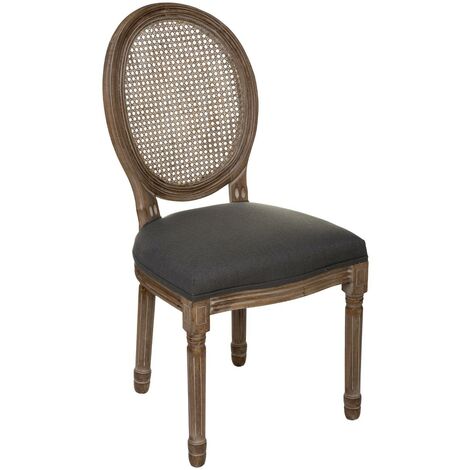 Chaise en cannage Cleon - Gris - L 55,5 x H 95,5 cm - Collection atelier d'hiver - Livraison gratuite - Gris