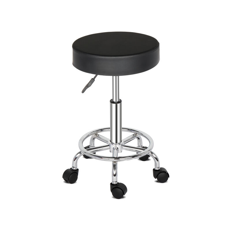 Chaise coiffante coton épaisseur 8cm, roulettes nylon 150kg, noir