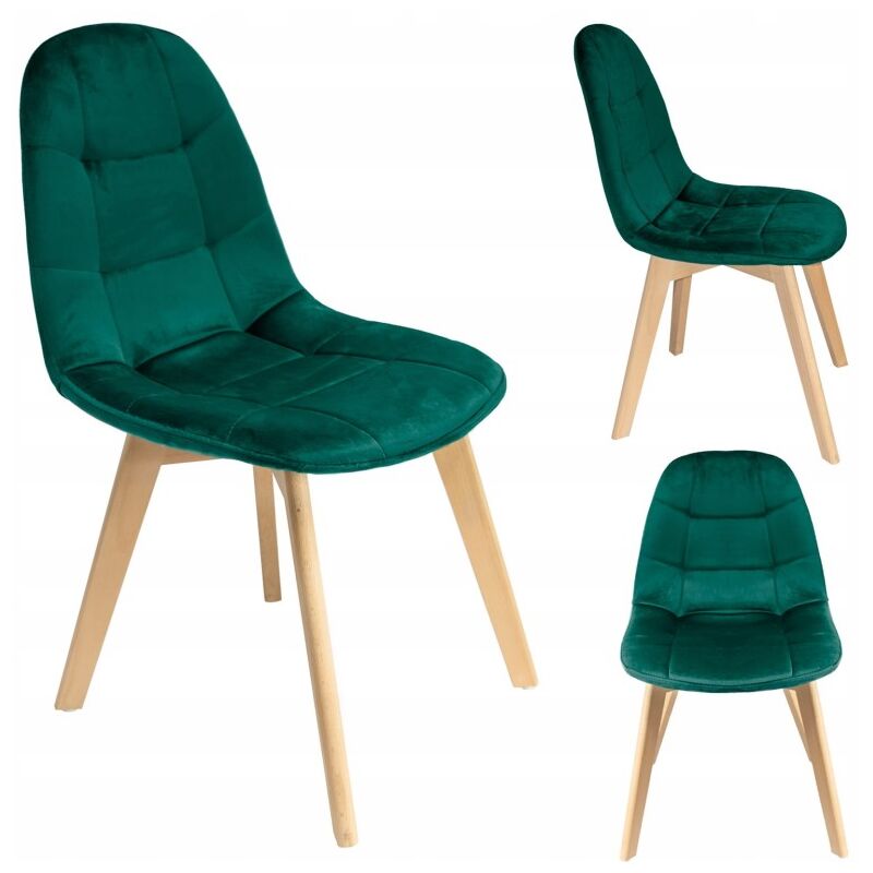 Chaise COLIN tapissée de velours vert