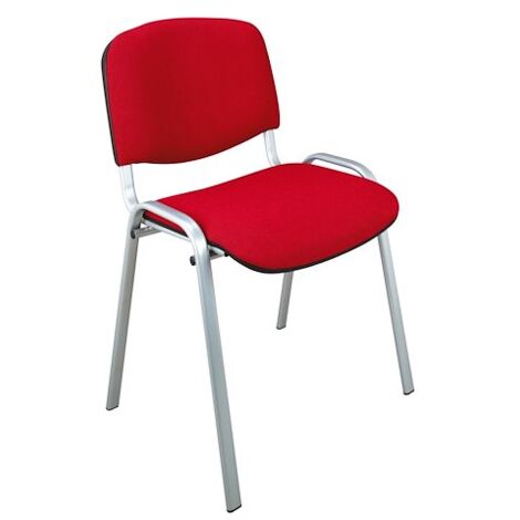 Chaise conférence empilable rouge piétement alu