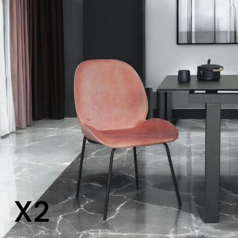 Chaise contemporaine en velours rose pâle FLORENCE (lot 2)