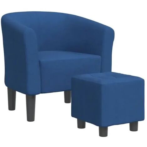 Chaise convertible avec repose-pieds intégré en tissu bleu – Fauteuil relax réclinable, design moderne et confortable pour salon ou bureau