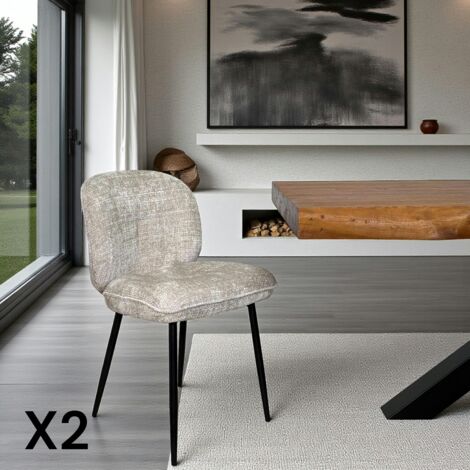 Chaise cosy en tissu beige (lot de 2) IENA