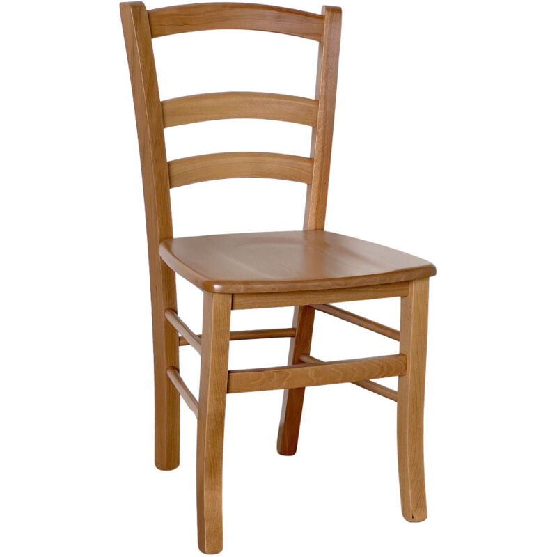 Okaffarefatto - Chaise country Venice en bois de noyer clair, assise solide