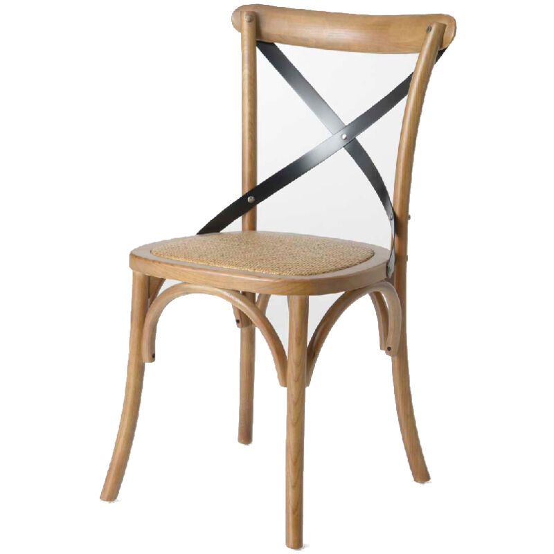 Amadeus - Chaise croisillon métal et paille