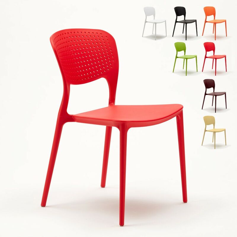 Chaise de cuisine bar café polypropylène empilable intérieur et extérieur Garden Giulietta Couleur: Rouge