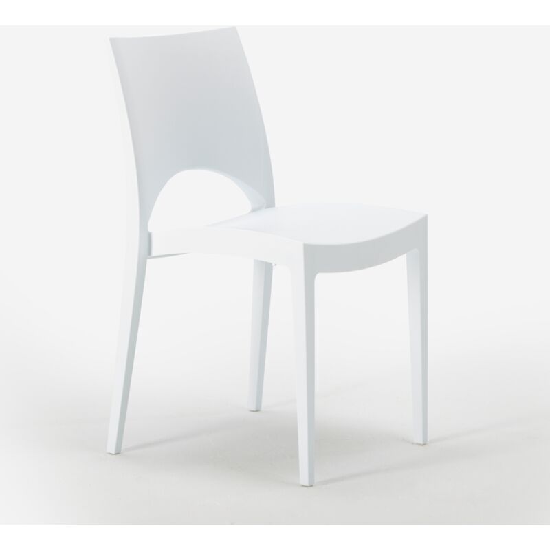 Grand Soleil – Chaise empilable en polypropylène pour salle à manger – Dossier ergonomique – Résistante aux intempéries – Hauteur d'assise 43 cm –