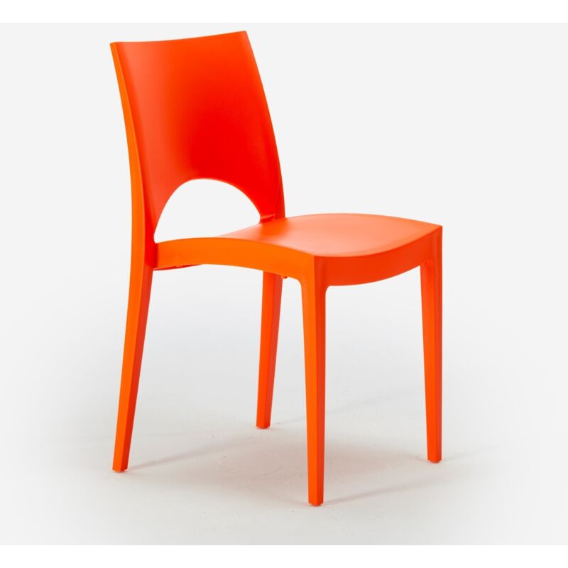 Grand Soleil – Chaise empilable en polypropylène pour salle à manger – Résistante aux intempéries – Dossier ergonomique – Hauteur d'assise 43 cm –