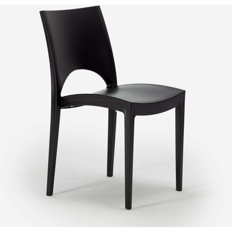 Grand Soleil – Chaise empilable en polypropylène pour salle à manger – Résistante aux intempéries – Dossier ergonomique – Hauteur d'assise 43 cm –