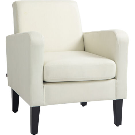 Chaise d’Accent Moderne, Pieds Bois Hévéa, Blanc Crème