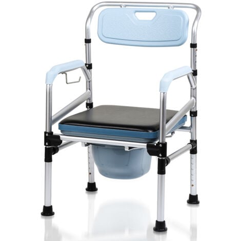 EINFEBEN Chaise d'aisance chaise de toilette réglable en hauteur avec seau de toilette, chaise de chevet de douche antidérapante aides