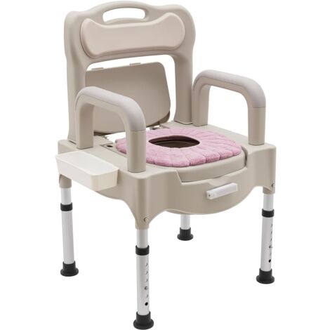 Chaise d'Aisance, Toilette Portative de 500 lb pour Personnes Âgées Handicapées chaise de douche pour Toilettes avec Accoudoirs, Réglable en Hauteur, Pot pour Adultes avec 2 Toilettes de Rechange et 1