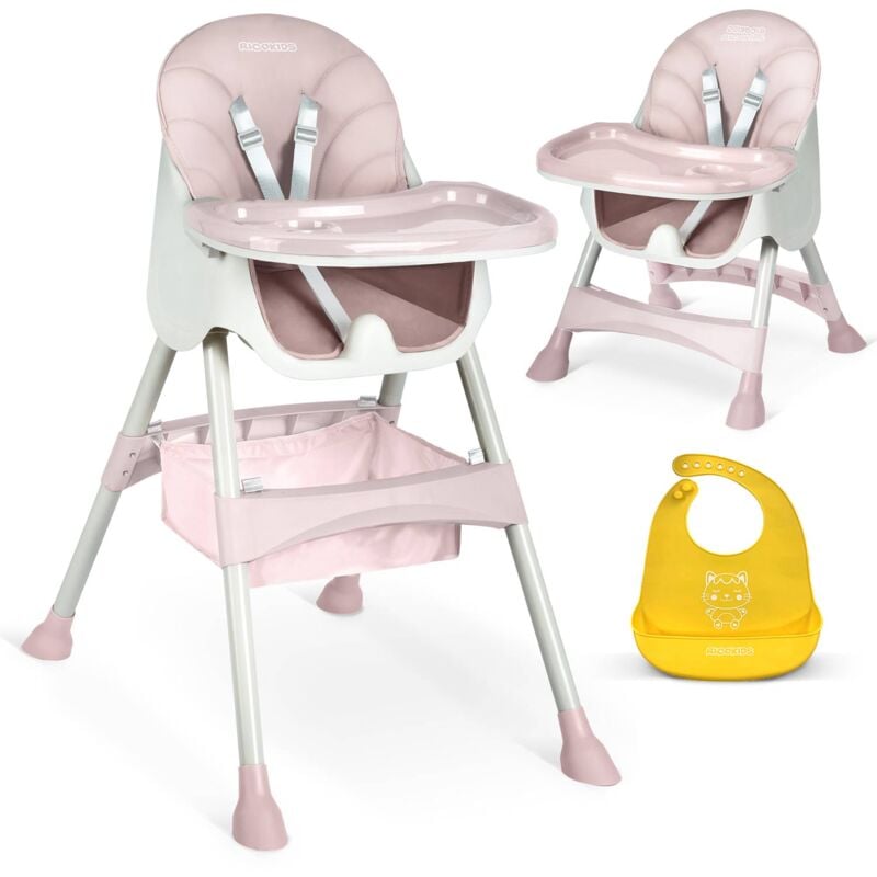 Chaise d'alimentation Milo avec table, rose