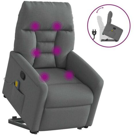 Chaise d’allongement grise foncée avec fonction de massage intégrée – Confort ergonomique, réglage électrique, appui-tête et repose-pieds ajustables