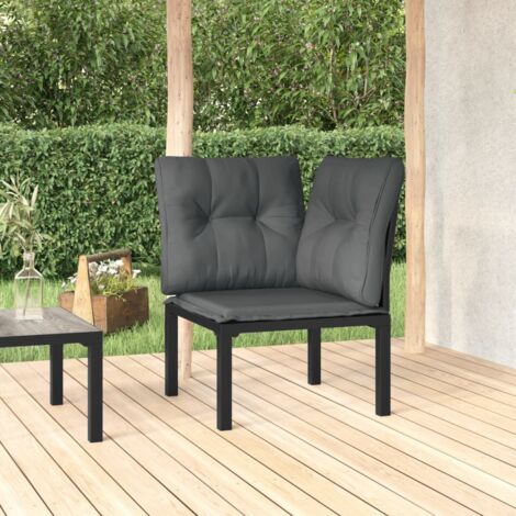 Chaise d'angle de jardin，Siège de Terrasse  Chaise d'extérieur avec coussins noir/gris résine tressée CFW871192