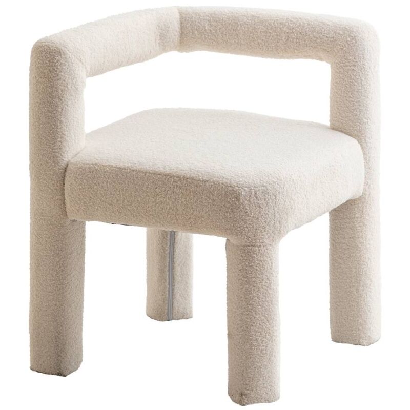 Made In Meubles - Chaise d'angle en tissu bouclette blanc Soléa