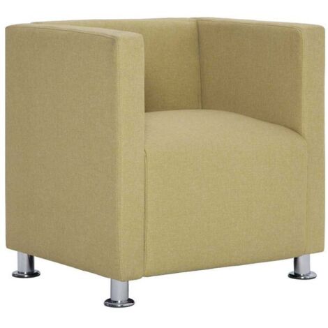 Chaise d'appoint cube en tissu vert – Assise compacte et moderne pour salon, chambre ou bureau – Design scandinave minimaliste